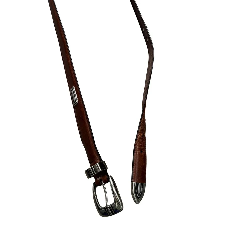 Vintage Top Grain Leather Belt Size 36‎ Brown Western Cowboy